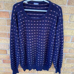 Vintage Giorgio Armani 3D Knit Sweater Large Blue